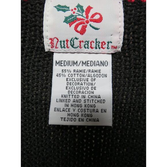 Nutcracker Size Medium Black Red Christmas Teddy Bear Sweater Holiday Ski Skate - Picture 6 of 8